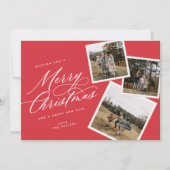 Merry kerstscript, met meerdere foto's RED Feestdagenkaart (Voorkant)