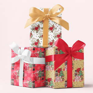 Merry Kerstscript Nutcracker Festive Pattern Inpakpapier Vel