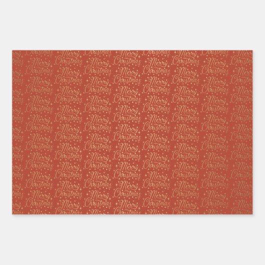 Merry Kerstscript Patroon Inpakpapier Vel (Voorkant)