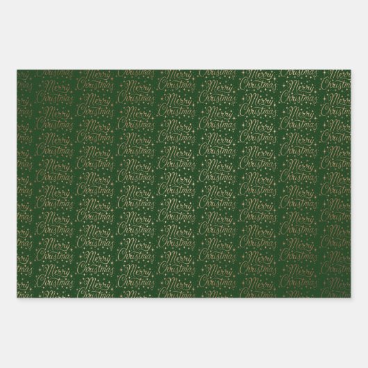 Merry Kerstscript Patroon Inpakpapier Vel (Voorkant 3)