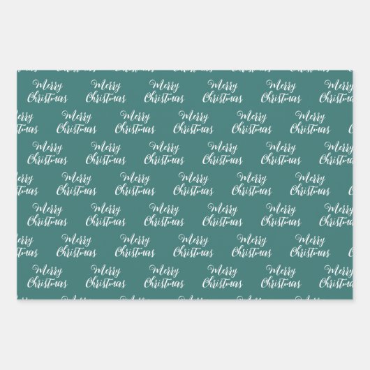 Merry kerstscript Pattern Green Pink Oranje Inpakpapier Vel (Voorkant 3)