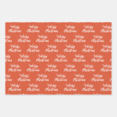 Merry kerstscript Pattern Green Pink Oranje Inpakpapier Vel (Voorkant 2)