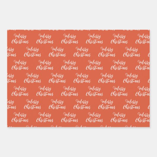 Merry kerstscript Pattern Green Pink Oranje Inpakpapier Vel (Voorkant 2)