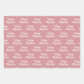 Merry kerstscript Pattern Green Pink Oranje Inpakpapier Vel (Voorkant)