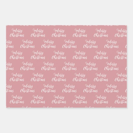 Merry kerstscript Pattern Green Pink Oranje Inpakpapier Vel (Voorkant)