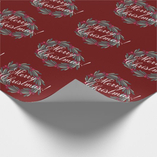 Merry Kerstscript  Red Festive Cadeaupapier (Hoek)