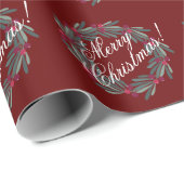 Merry Kerstscript Red Festive Cadeaupapier (Rol Hoek)