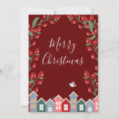 Merry kerstscript Red Floral personaliseren Feestdagenkaart (Voorkant)