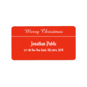 Merry kerstscript Red White Sjabloon Address Etiket (Voorkant)