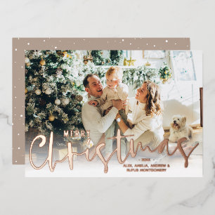 Merry kerstscript Roos Gold Folie Feestdagenkaart