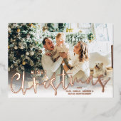 Merry kerstscript Roos Gold Folie Feestdagenkaart (Voorkant)