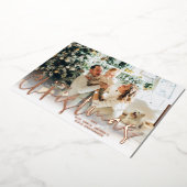 Merry kerstscript Roos Gold Folie Feestdagenkaart (Gedraaid)