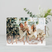 Merry kerstscript Roos Gold Folie Feestdagenkaart (Staand Voorkant)