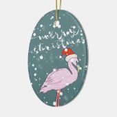 Merry Kerstscript roze Flamingo Tropical Keramisch Ornament (Links)
