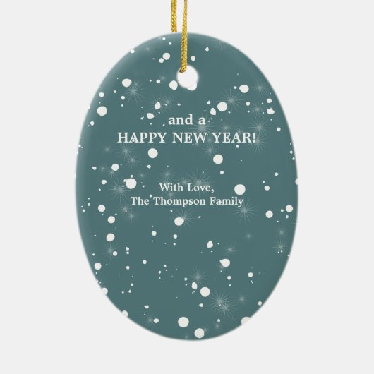 Merry Kerstscript roze Flamingo Tropical Keramisch Ornament (Achterkant)