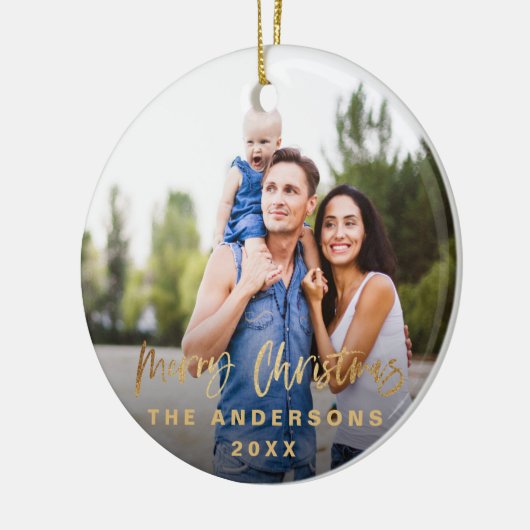 Merry Kerstscript Stars foto Keramisch Ornament (Links)