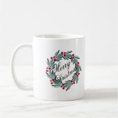 Merry kerstscript White Wreated  Koffiemok (Links)