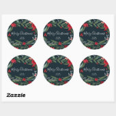 Merry Kerstscript winterrood groen Ronde Sticker (Vel)