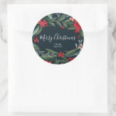 Merry Kerstscript winterrood groen Ronde Sticker (Tas)