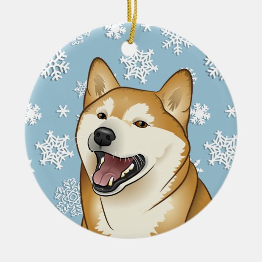 Merry KerstShiba Inu Snowflakes Ornament (Voorkant)