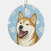 Merry KerstShiba Inu Snowflakes Ornament (Links)