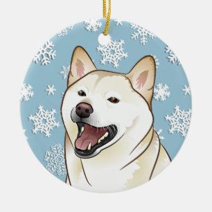 Merry KerstShiba Inu Snowflakes Ornament