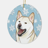 Merry KerstShiba Inu Snowflakes Ornament (Links)