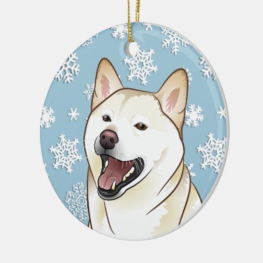 Merry KerstShiba Inu Snowflakes Ornament (Links)