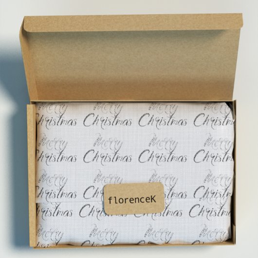 Merry KerstSilver Grey Burlap Linen Cottage Cadeaupapier