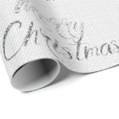 Merry KerstSilver Grey Burlap Linen Cottage Cadeaupapier (Rol Hoek)