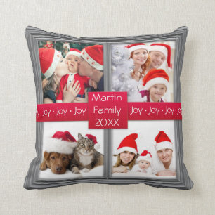 Merry KerstSilver Photo Collage Aangepast Kussen