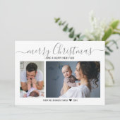 Merry KerstSilver Snowflakes 2 Fotocollage Feestdagenkaart (Staand voorkant)