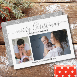 Merry KerstSilver Snowflakes 2 Fotocollage Feestdagenkaart
