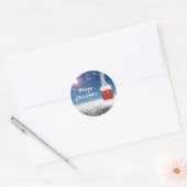 Merry Kerstsneeuw bedekt schoorsteenscheurtjes Ronde Sticker (Envelop)