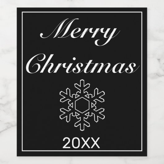 Merry-kerstsneeuw Flake Modern-minimalistisch zwar Wijn Etiket (Enkel label)