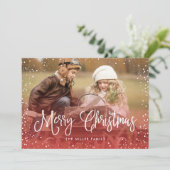Merry Kerstsneeuw Red Feestdagenkaart (Staand voorkant)