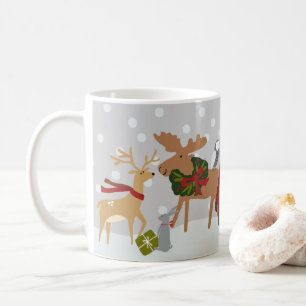 Merry Kerstsneeuw Woodland Animals Gepersonaliseer Koffiemok