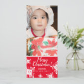 Merry-kerstsneeuwFlakes-Baby Foto rood Feestdagenkaart (Staand voorkant)