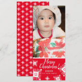 Merry-kerstsneeuwFlakes-Baby Foto rood Feestdagenkaart (Voorkant / Achterkant)