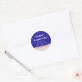 Merry KerstsneeuwRoos Royal Blue Confetti Ronde Sticker (Envelop)