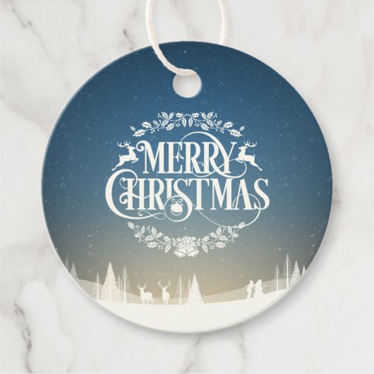 Merry Kerstsneeuwscene Bedankjes Labels (Voorkant)