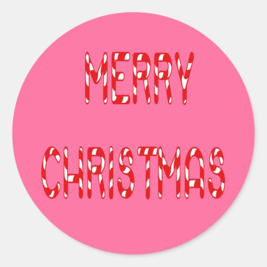 Merry kerstsnoe Cane Font Ronde Sticker (Voorkant)