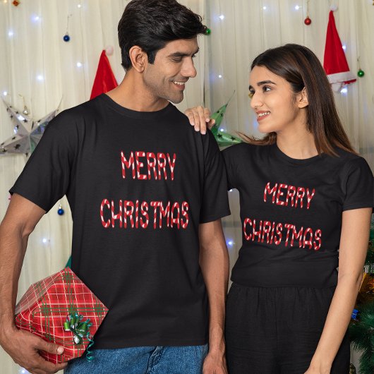 Merry kerstsnoe Cane Font T-shirt