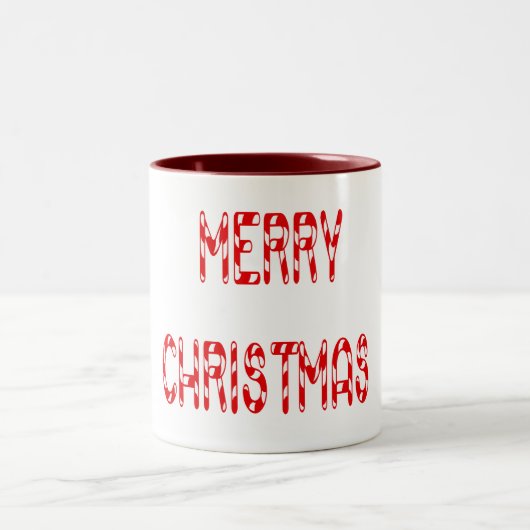Merry kerstsnoe Cane Font Tweekleurige Koffiemok (Center)
