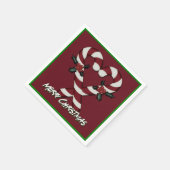 Merry Kerstsnoe Cane Heart Red Napkins Servet (Hoek)