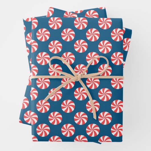 Merry kerstsnoe Cane Spiral Snoep Pattern Inpakpapier Vel (In situ)