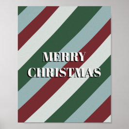 Merry kerstsnoe Cane Striped Pattern Poster