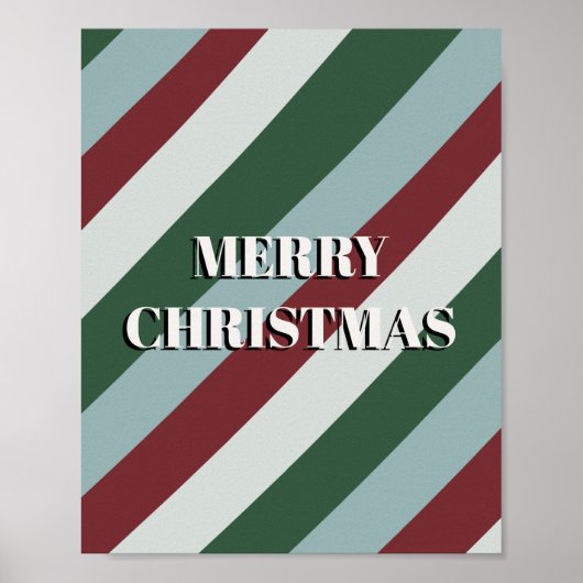 Merry kerstsnoe Cane Striped Pattern Poster (Voorkant)