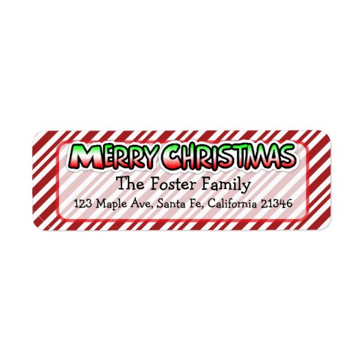 Merry kerstsnoe Cane Stripes Whimsical Etiket (Voorkant)
