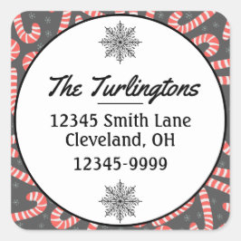 Merry-kerstsnoeprietten Return Address Vierkante Sticker